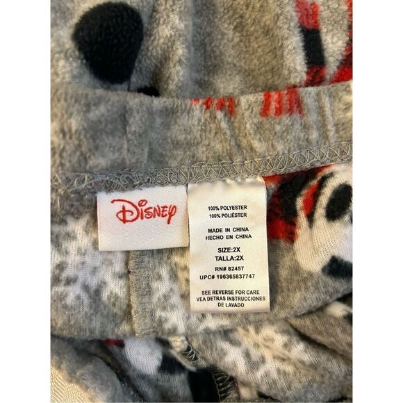 Disney Mickey fleece pajamas 2x pants gray red rn#824457 - Picture 2 of 4